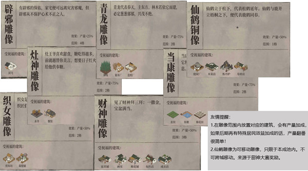 江南百景图雕像怎么摆放