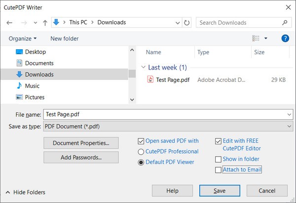 CutePDF Writer转换器