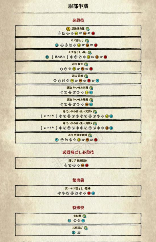 服部半藏出招表截图