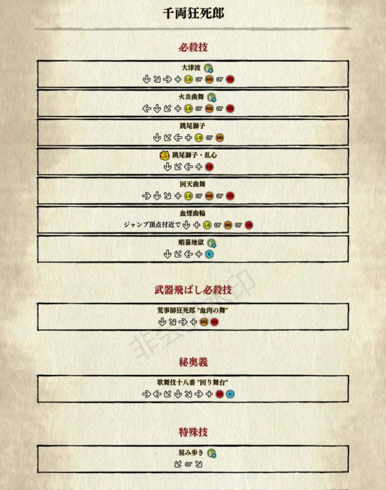 千两狂死郎出招表截图
