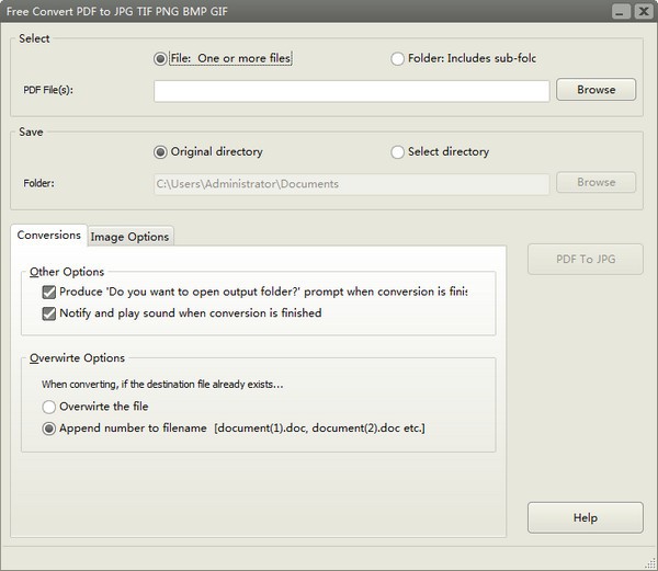 Free Convert PDF to JPG TIF PNG BMP GIF官方版