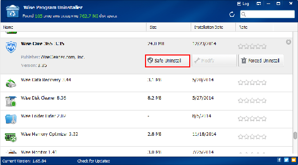 如何使用Wise Program Uninstaller从PC上卸载程序截图2