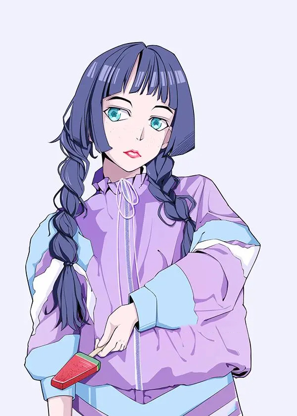 板绘日系清新卡通少女人像插画截图5