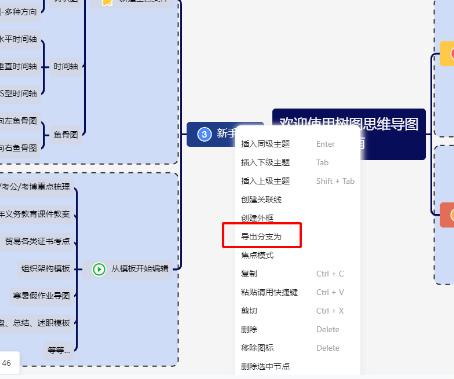 TreeMind树图思维导图AI版如何导出文件中的部分内容1