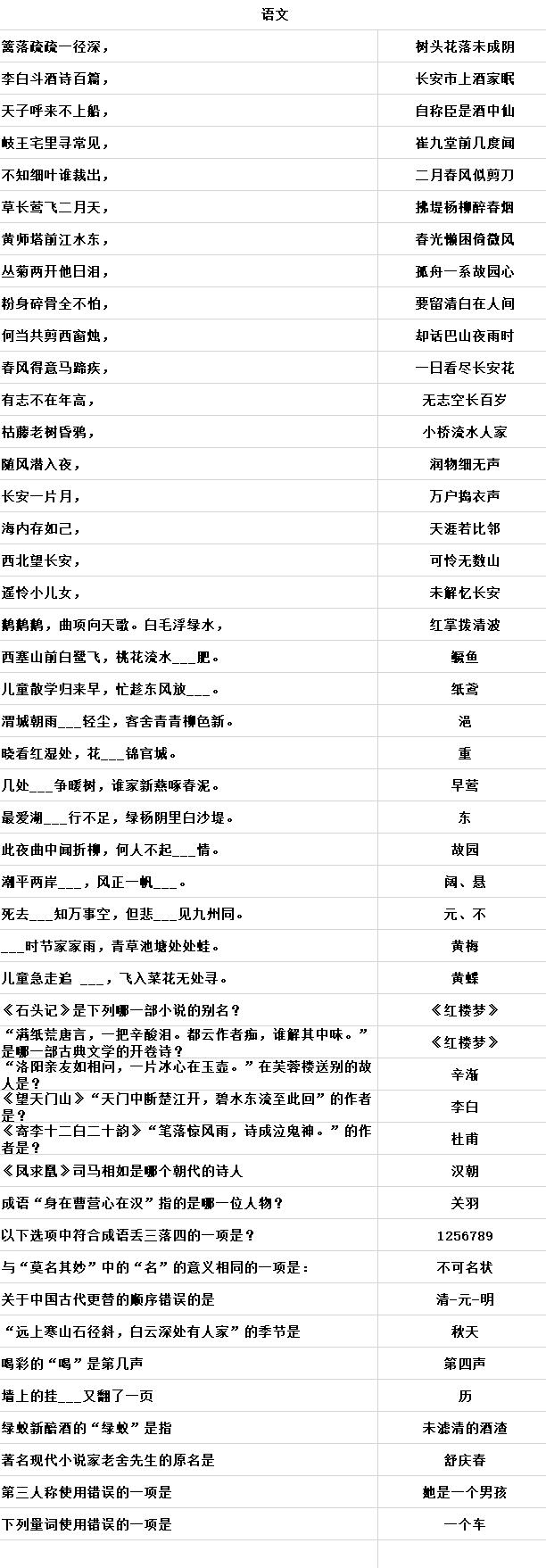 语文答案截图