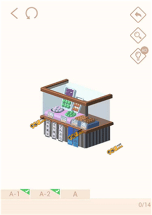 我爱拼模型华为版小吃店怎么拼