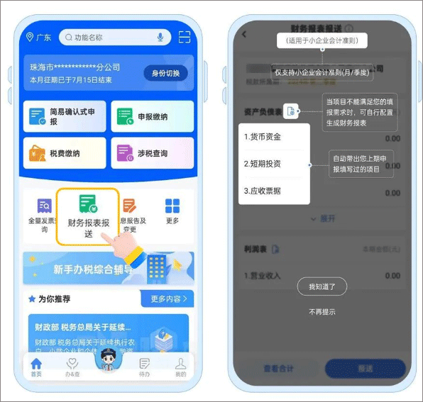 报送财务报表截图1